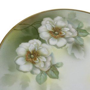 Vintage PRUSSIAN China Germany Handpainted White Flowers Plate Wall Decor